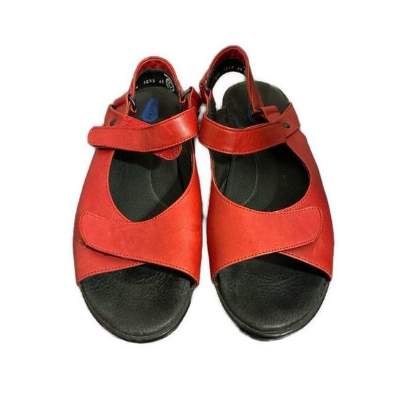 Wolky Womens PICHU Adjustable Sandals Red Black Leather 1890 Comfort 40 8.5 9 - Picture 1 of 7